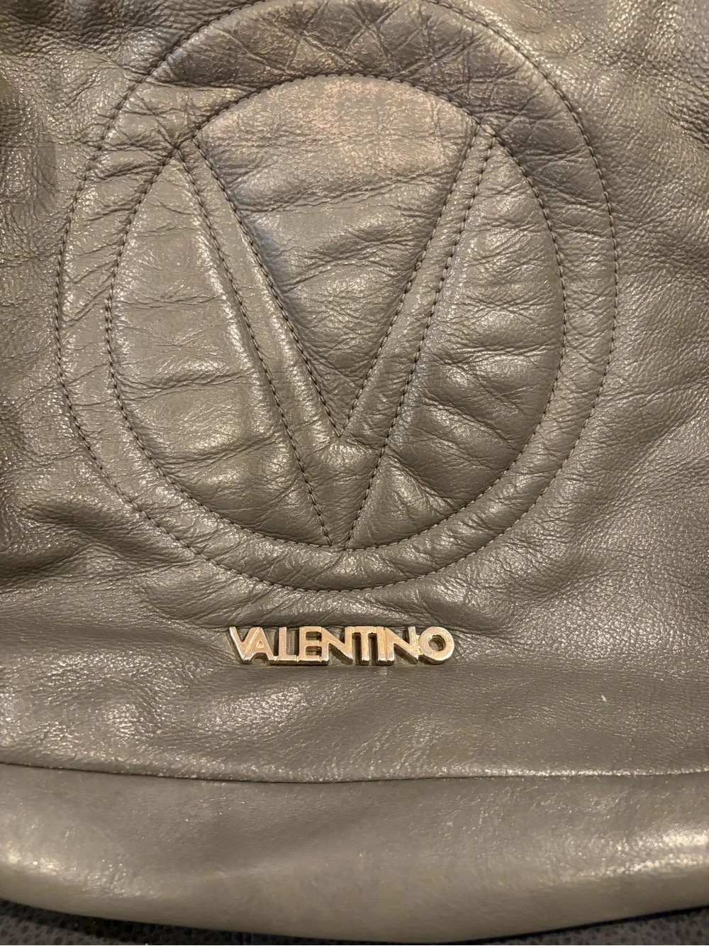 Valentino Olive Green Leather Hobo with Tassel and Gold Hardware
